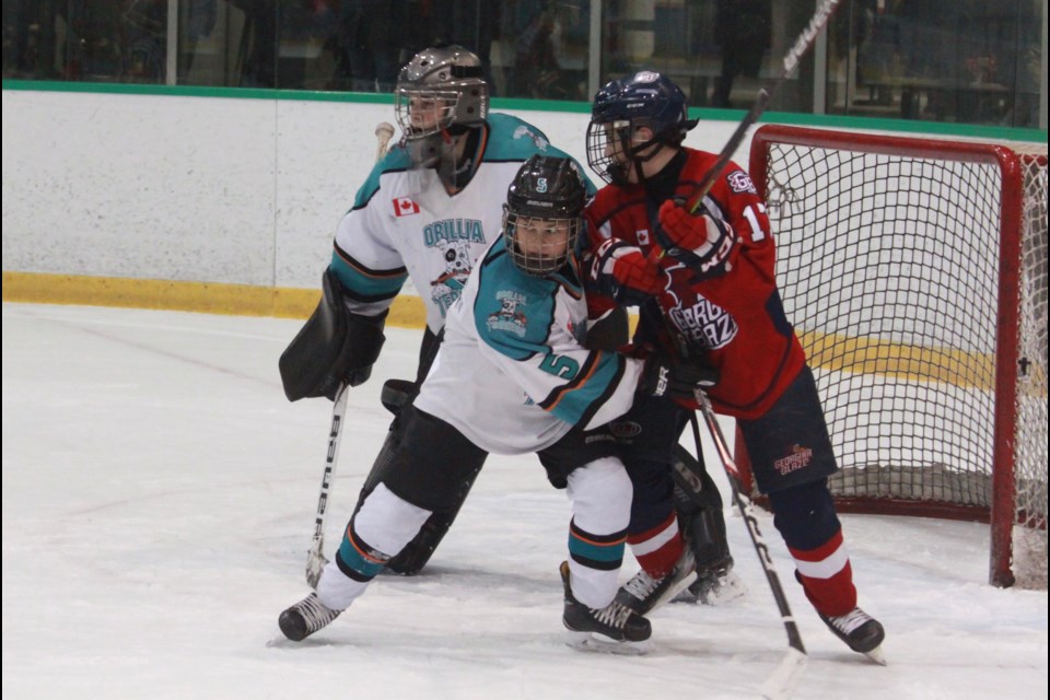 The Rama First Nation minor bantam Terriers eliminated the Georgina Blaze in Ontario Minor Hockey Association quarter-final playoff action. Contributed photo