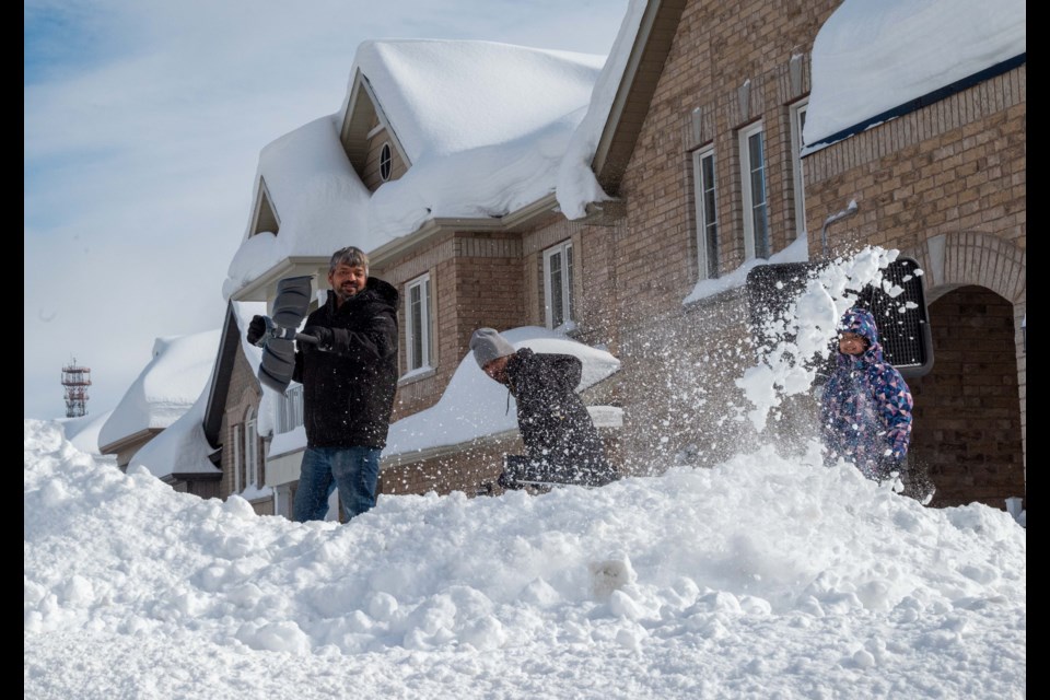 A family in west Orillia spent the morning shovelling their snowbanks back to make room for incoming snowfalls, which is a good idea in light of the snow in today's forecast.