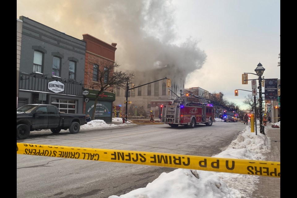 A major structure fire is taking place near Peter Street and Mississaga Street, shutting down the block Tuesday morning.