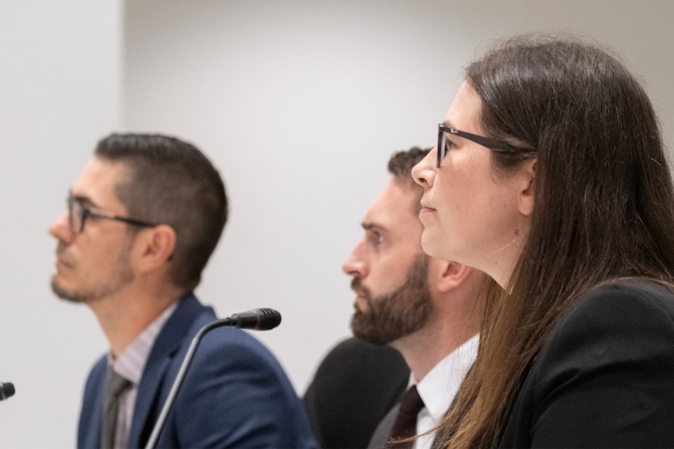 Michael Ladouceur, the city's director of business development, tourism and modernization, is shown, left, with Ryan Lay, the city's manager of economic development, along with Catherine Oosterbaan, president of Oosterbaan Strategy, who presented a five-year economic development strategy plan to council Monday afternoon.