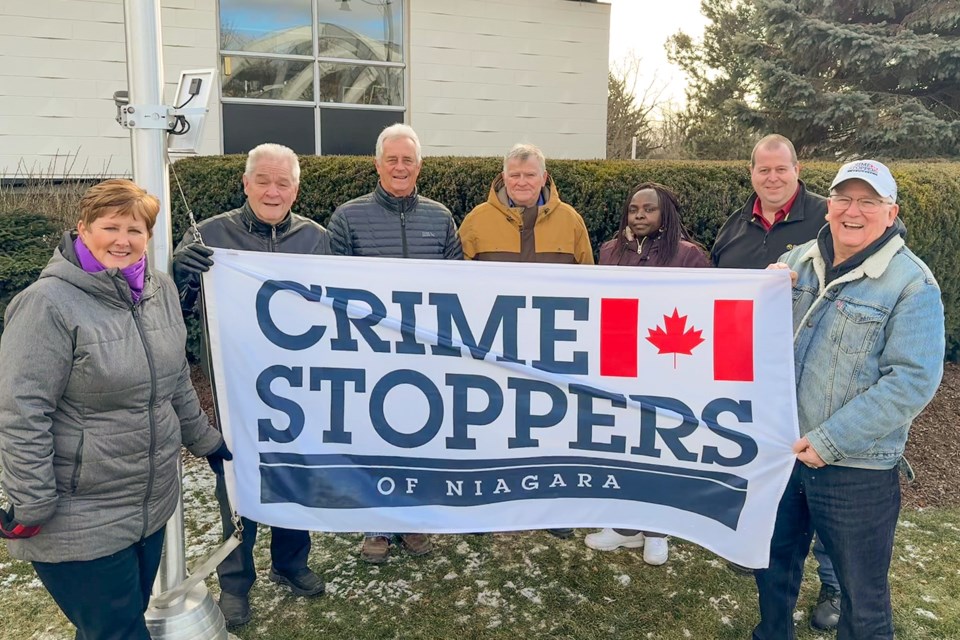 The Crime Stoppers flag is raised at Pelham Town Hall on Thursday, January 9 2025. Mayor Marvin Junkin comments: “Crime Stoppers of Niagara is a Citizen, Media and Police cooperative program designed to involve the community in the fight against crime. It is one of over 1000 programs worldwide that allow citizens to supply police with information anonymously. Through this unique partnership, Crime Stoppers of Niagara is working to continue aiding in reducing crime and assisting in solving crimes in the area.  Crime Stoppers of Niagara encourages everyone to See Something, Hear Something, Say Something to assist law enforcement and keep our communities safe.”