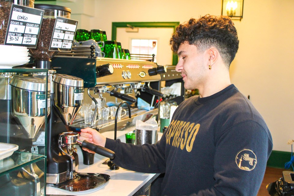 Chris Battagli prepares an espresso for a customer at the 416 Coffee Co. coffee bar in Fonthill.