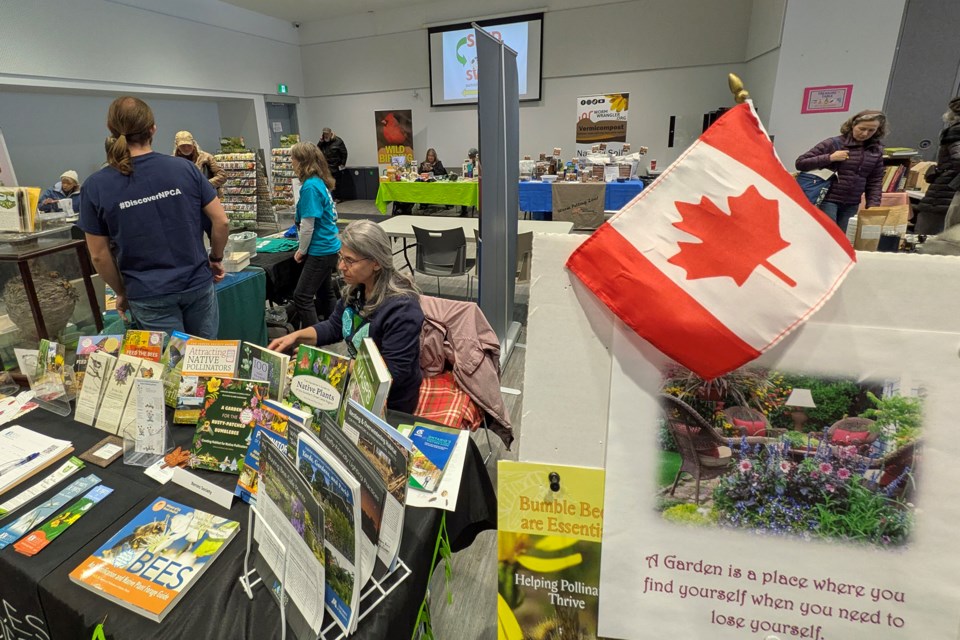 A dozen-plus vendors and nearly as many garden clubs and non-profits were on hand at the Meridian Community Centre in Pelham Saturday, Feb. 15, for the annual Seedy Saturday event. Some 10,000 packages of seeds were available at 25 cents each. About 100 visitors had packed the Accursi Room by noon, despite the inhospitable weather outside.