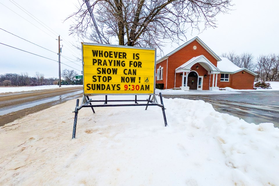 A timely public service message from Pelham Community Church.  