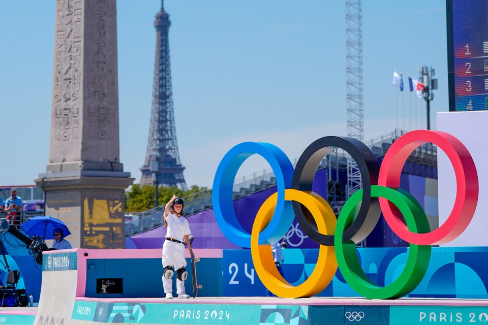 Team Canada’s Fay Ebert competes in women's park preliminary skateboarding at the 2024 Paris Olympic Games in France on Tuesday, August 6, 2024. 