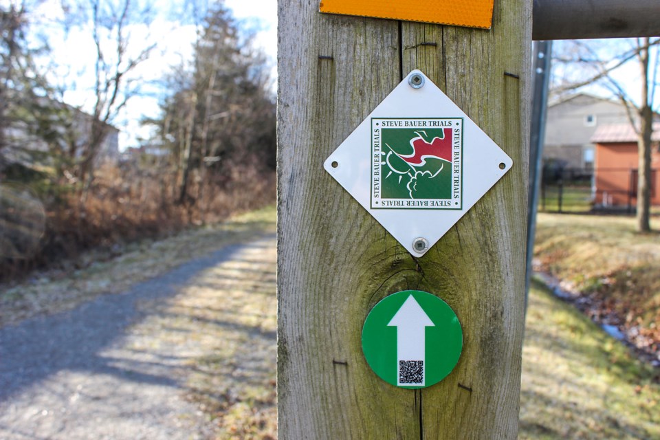 Cyclists may take advantage of conveniently placed signs with QR codes on the town’s trails and walking paths to learn more about their routes.