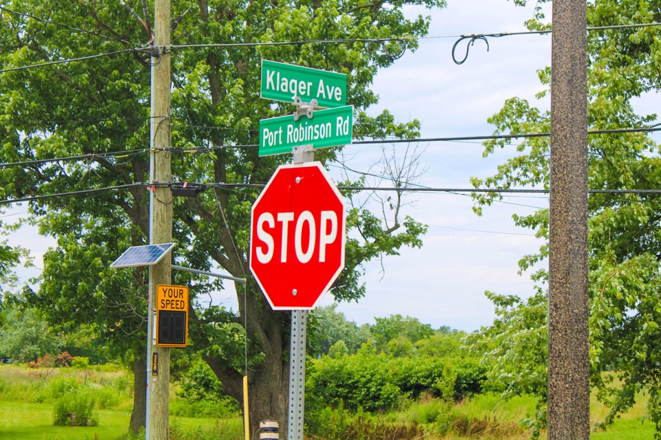 Ward 2 Councillor Brian Eckhardt will be bringing a motion forward at the July 10 council meeting that will direct staff to install a three-way stop and a crosswalk at the intersection of Port Robinson Road and Klager Avenue.