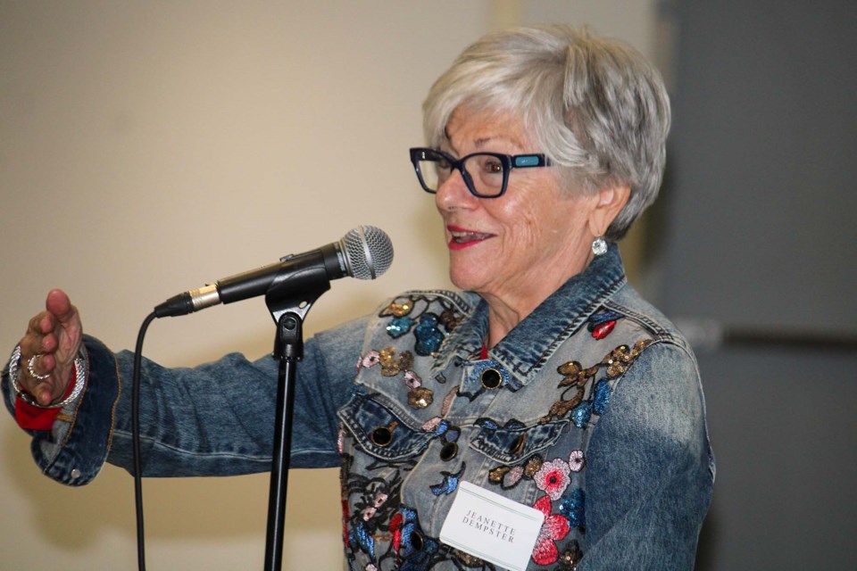 Jeanette Dempster, a heart transplant recipient who has found success as a competitive swimmer, speaks at the Town of Pelham recognition ceremony to celebrate the work being done by volunteers on various committee, service clubs and other organizations in town on Wednesday.