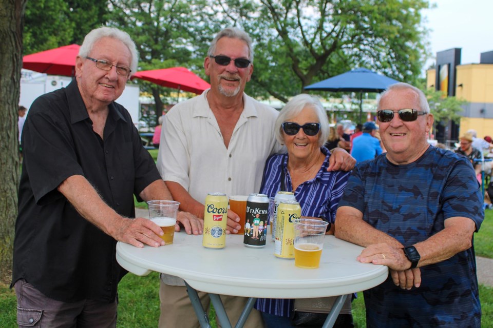 Dave Rose, Gary Shepherd, Sue Shepherd and Alex Burse were enjoying an adult beverage at Pelham Summer Chill on Thursday.