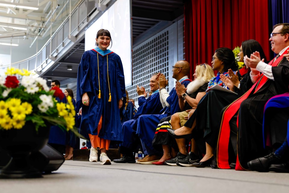 Sophie Roy (BA '24, BEd '24) was able to walk across the Brock University Convocation stage on Thursday, June 13 after a rare condition recently left her paralyzed.