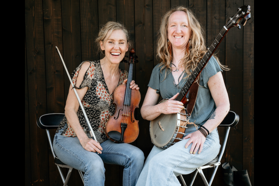 Local old-time musicians Katherine Fawcett (left) and Andrea Purton.