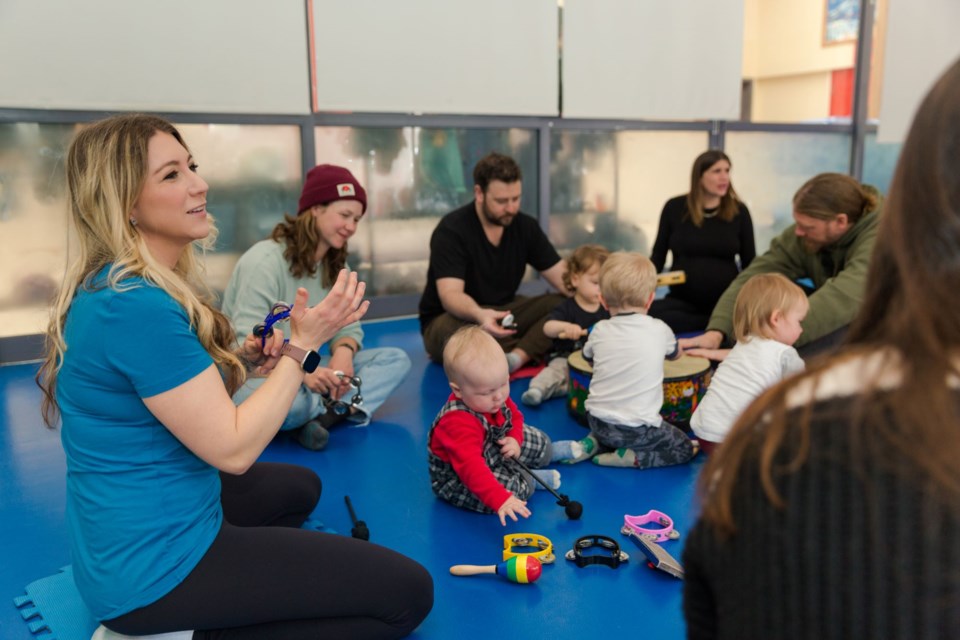 Rachel Lewis (far left) teaches a Music Together session in Whistler.