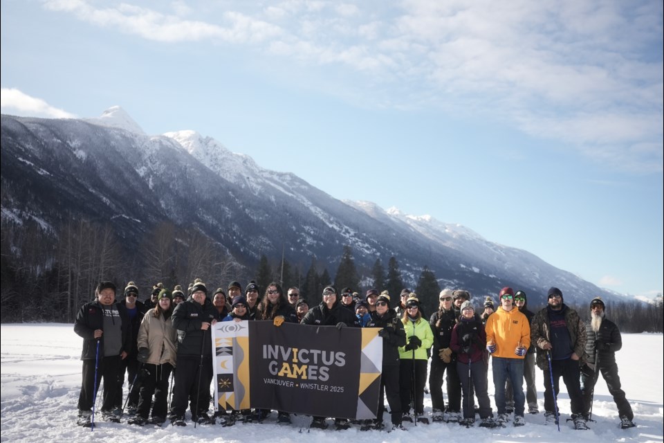 The Invictus expedition and hosts from the Lil'wat Nation gather before the kickoff event.