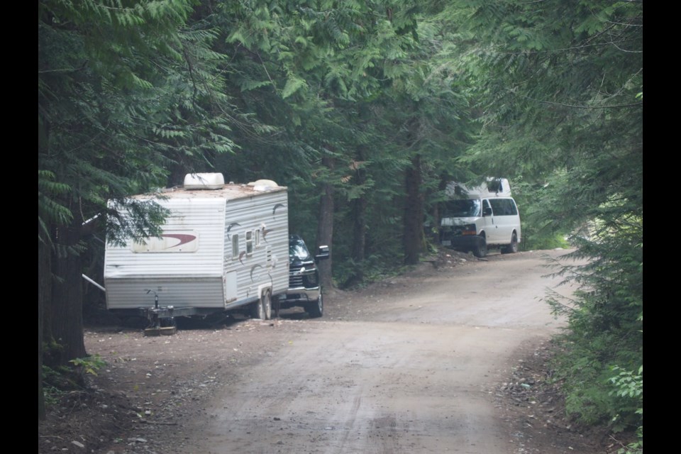 Campers along the Cheakamus Lake FSR near Whistler.