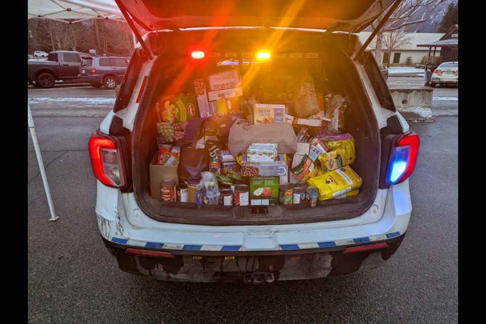 Officers received enough donations to fill two police cruisers in Pemberton this week.