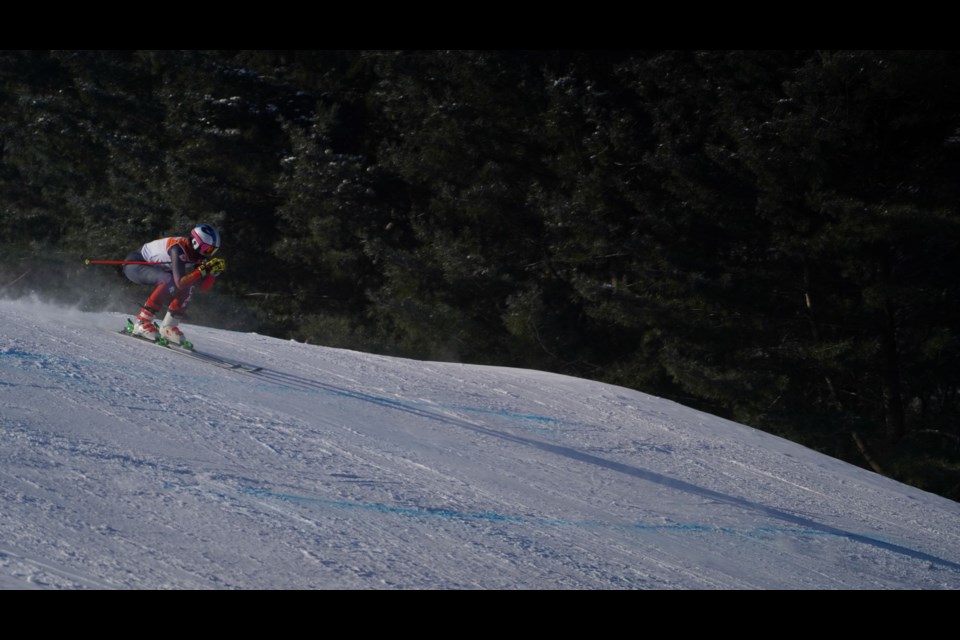 Anne-Marie Joncas heads downhill during a ski cross race.