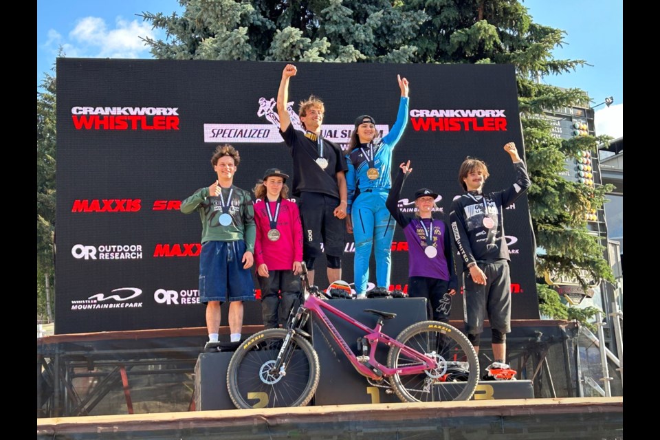 U19 dual slalom medallists, left to right: Anthony Shelly, Isla O'Connor, Jack Macleod, Matilda Melton, Emily Wilson and Drake Parker.