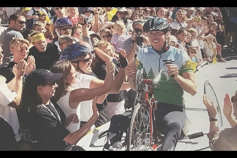 John Ryan receives a hero's welcome in Whistler on Sept. 11, 1999. 