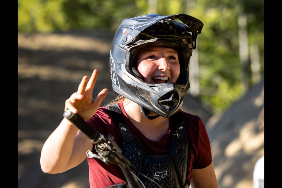 A close-up of Whistler mountain biker Megan Bedard.