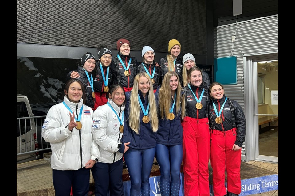 The Whistler North American Cup two-woman bobsled top six on Nov. 26, 2024.