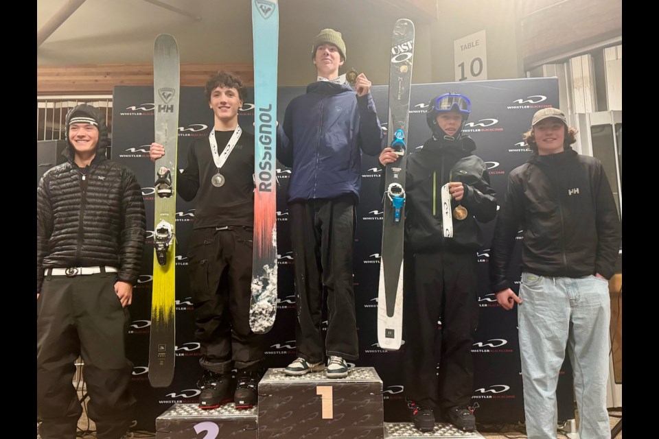 U19 men's top five at the IFSA freeride ski event in Whistler on Jan. 5, 2025. 