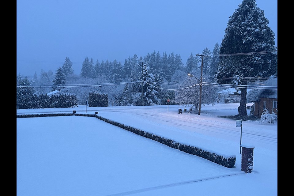 Snow accumulating in Wildwood on Wednesday, January 17