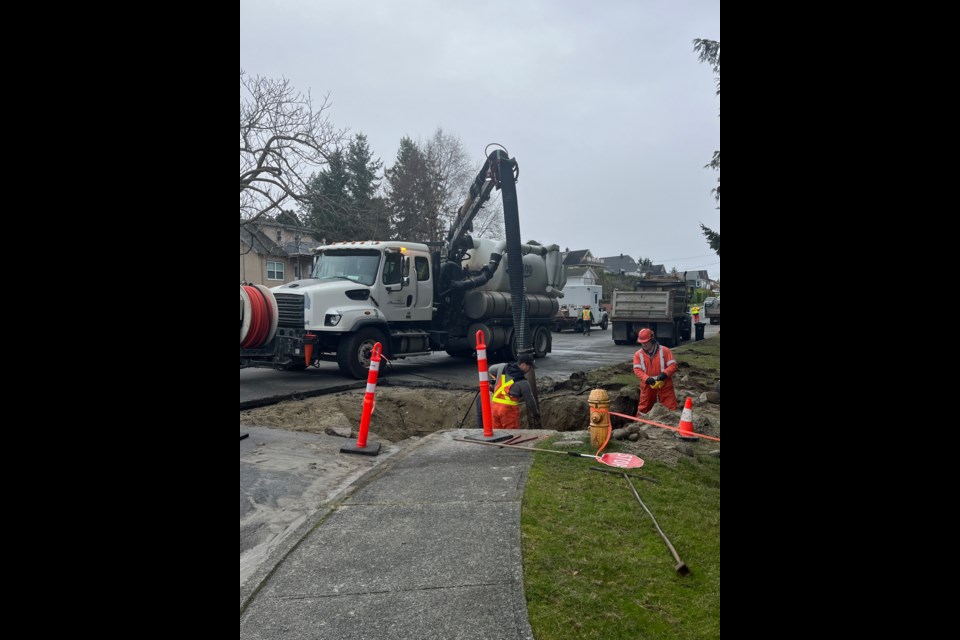 WESTVIEW WATER: City of Powell River Utility crews were onsite this morning at Harvie Avenue and Alberni Street in the neighbourhood of Westview to fix a burst water pipe. Residents in the area have not had running water since early Thursday morning, November 30.
