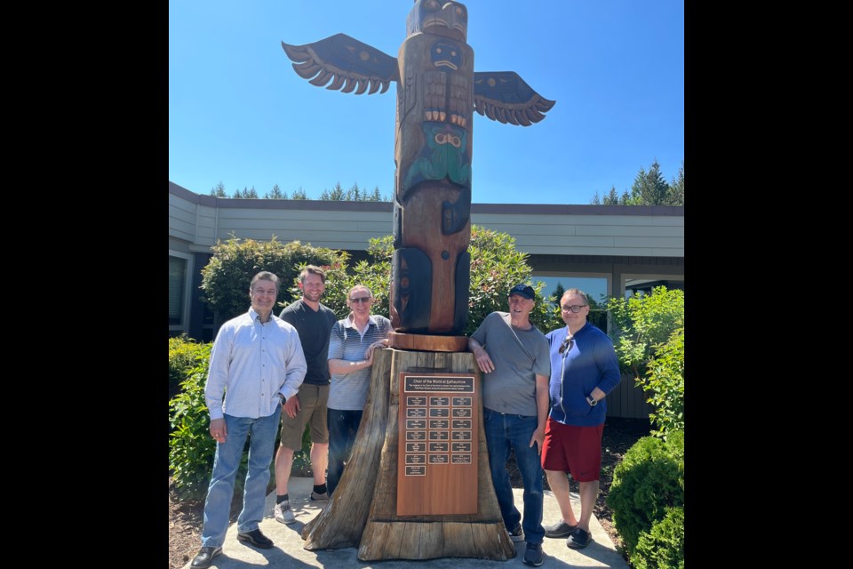 GROUP EFFORT: [From left] artistic director of International Choral Kathaumixw Walter Martella, program services Lyell Woloschuk, and facilities volunteers Doug Lanagan, Tom Gagnon, and Trevor Sytnick.