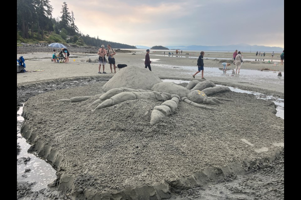 FIRST PRIZE: The sand sculpture titled, Toby the Spider, won first prize in the adult category at the Texada Island Sandcastle Weekend sand sculpture contest that took place on Sunday, July 21.
