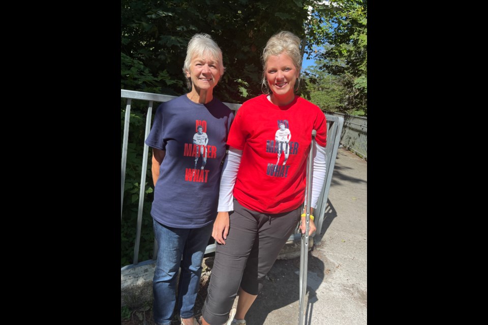 TWO SURVIVORS: Terry Fox Run organizer and cancer survivor Leslie Paul [left] and Terry Fox Run participant and recent cancer survivor Laura Campbell.
