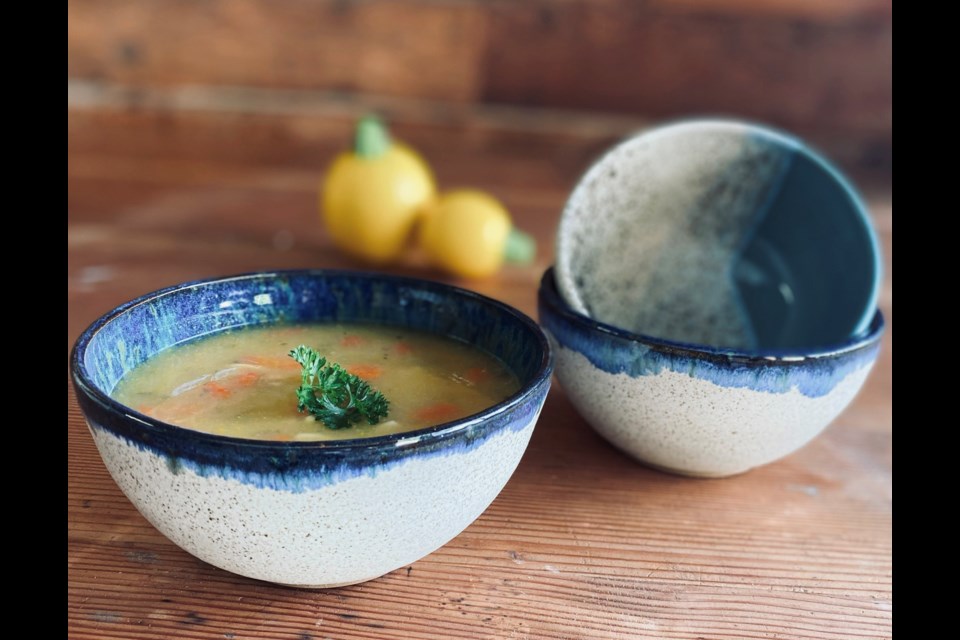 SOUP AND BOWL: Empty Bowls fundraisers are a way to raise money for local food banks. Tidal Art Centre founder Nancy Jeakins got the idea to host an Empty Bowls fundraiser in qathet region, while attending one overseas. The ceramic bowls in the photo above were made by potter Marnie Hoberg.
