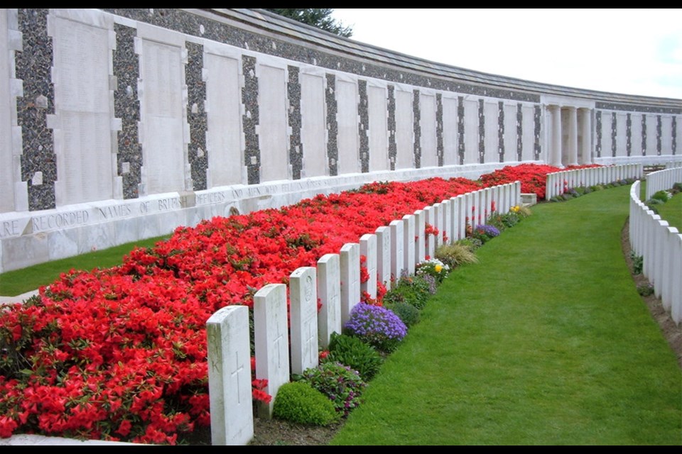 POPPY PRESENCE: Tyne Cot Memorial to the Missing in the West-Vlaanderen region of Belgium, where Joseph Holmes and nearly 35,000 other soldiers are commemorated.
