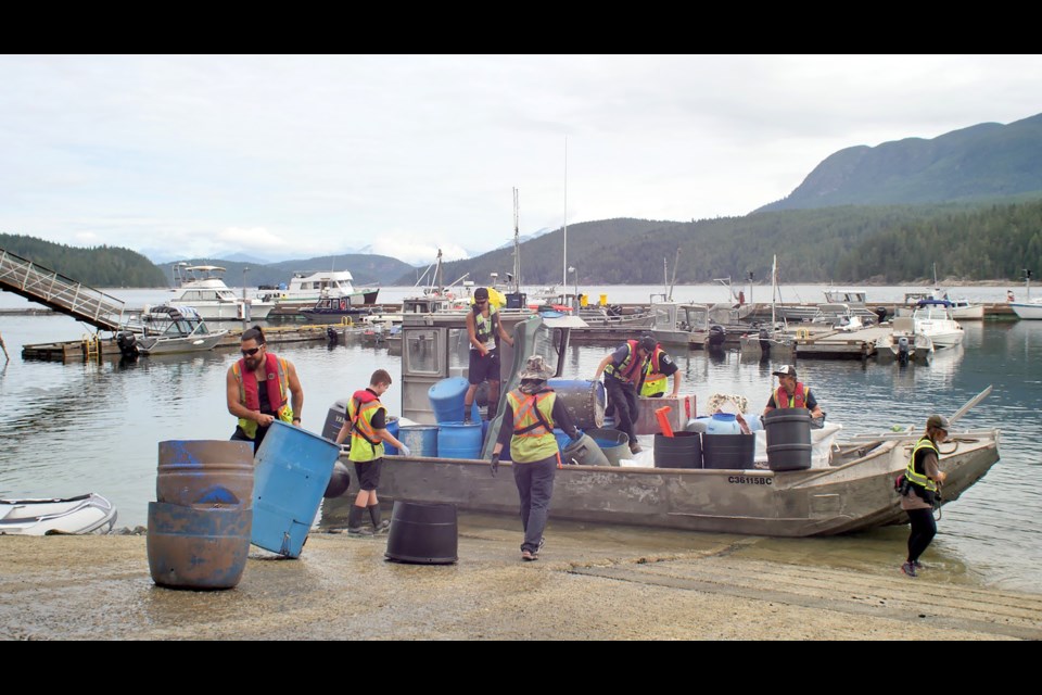 DEDICATED WORKERS: Let’s Talk Trash is operating this year’s shoreline cleanup throughout the qathet region, with a dedicated team of workers toiling diligently to remove debris from beaches. The aim is to recycle 60 to 70 per cent of the material collected, with the rest ending up in landfill.
