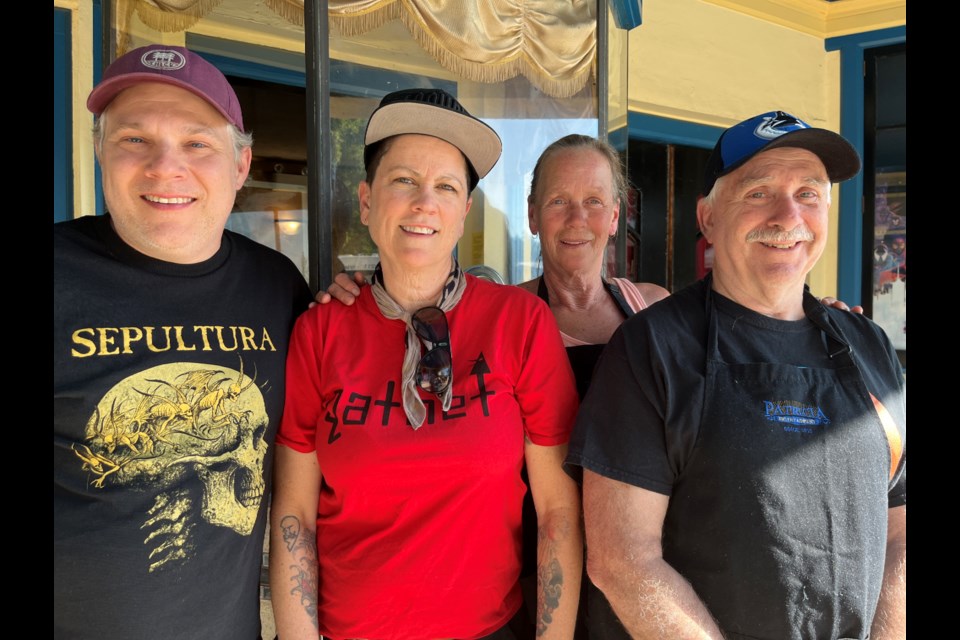 COMMUNITY INPUT: A community survey is coming soon to find out what the public would like to see at the Patricia Theatre. [From left] Patricia Theatre staff member Jason Schreurs, program manager Laura Wilson, and staff members Kathy Piechotta and Geoff Koch