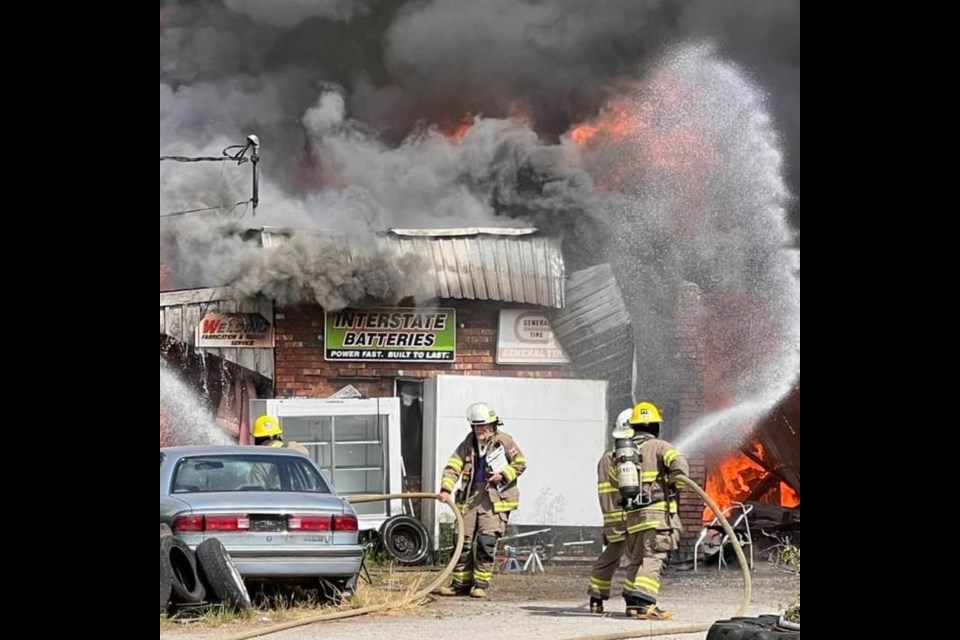 A fire broke out across the street from the Gillies Bay General Store, Texada Island on Saturday, July 1, Canada Day