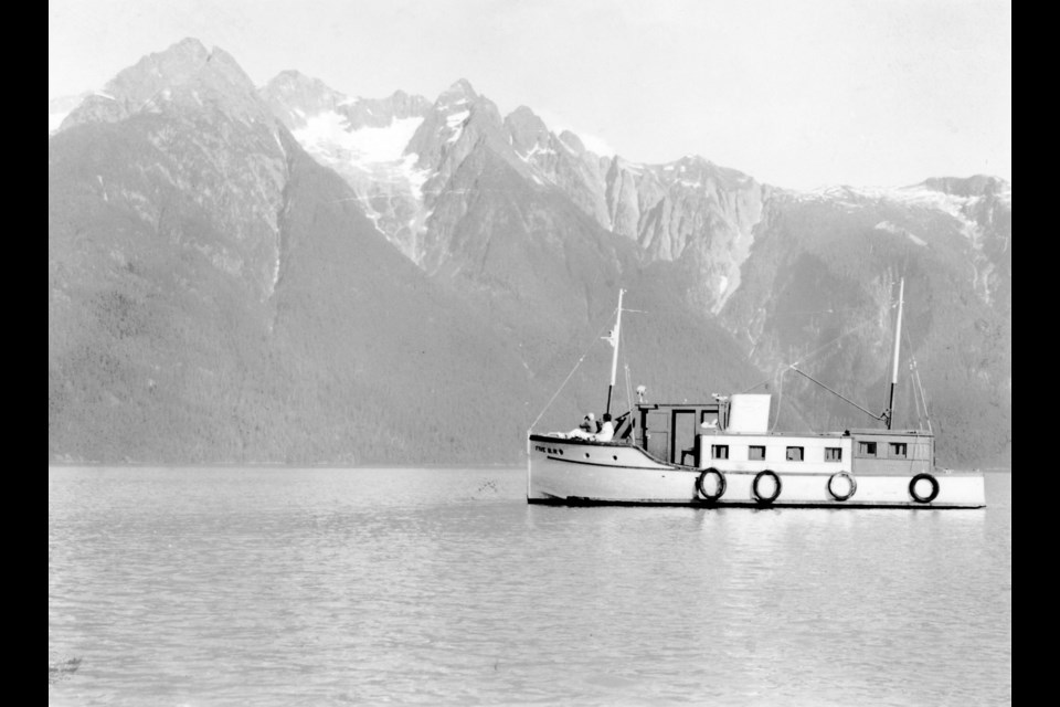 COASTAL HISTORY: Filmmaker Francis Barrow took a photo of Jim Spilsbury’s Five B.R. in Bute Inlet.
