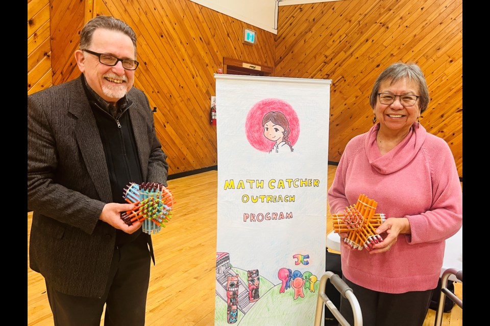 MATH BOOST: Professor of mathematics at Simon Fraser University Veslin Jungić [left] and teacher, ayajuthem native speaker, author and Tla'amin elder Betty Wilson hosted the Math Catchers Outreach program on Thursday, March 13 to celebrate mathematics and Pi Day.
