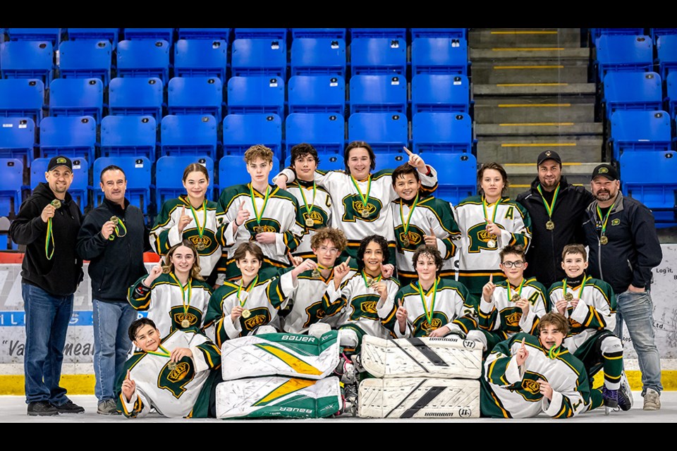 Members of the Powell River U15C Kings were presented with gold medals after winning the final game of a tournament they hosted from January 17 to 19.
