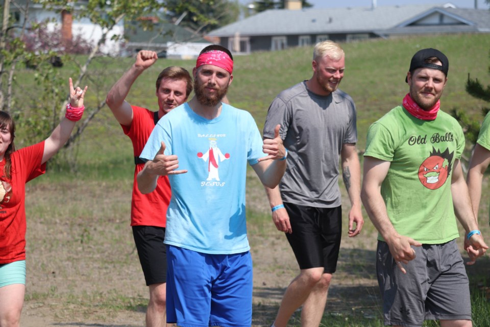 Over 400 racers gathered at Moran Park by D.P. Todd Secondary School in Prince George for the 2019 Mega Bounce Run, a 5km obstacle course with inflatable jungle gyms (via Kyle Balzer)