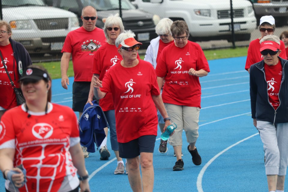 Prince George residents who have gone through cardiac rehabilitation took part in the city's first Walk of Life at Masich Place Stadium (via Kyle Balzer)