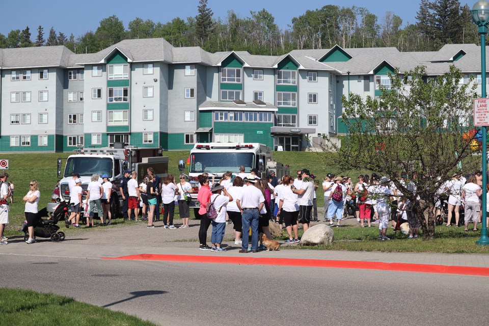UNBC was a sea of white shirts at the start of the event. (via Hanna Petersen)