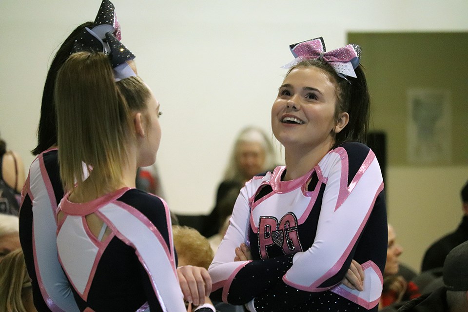 Katana Ridland (right) is one of the veteran leaders of the defending B.C.-champion Prince George All-Stars senior cheerleading squad (via Kyle Balzer)