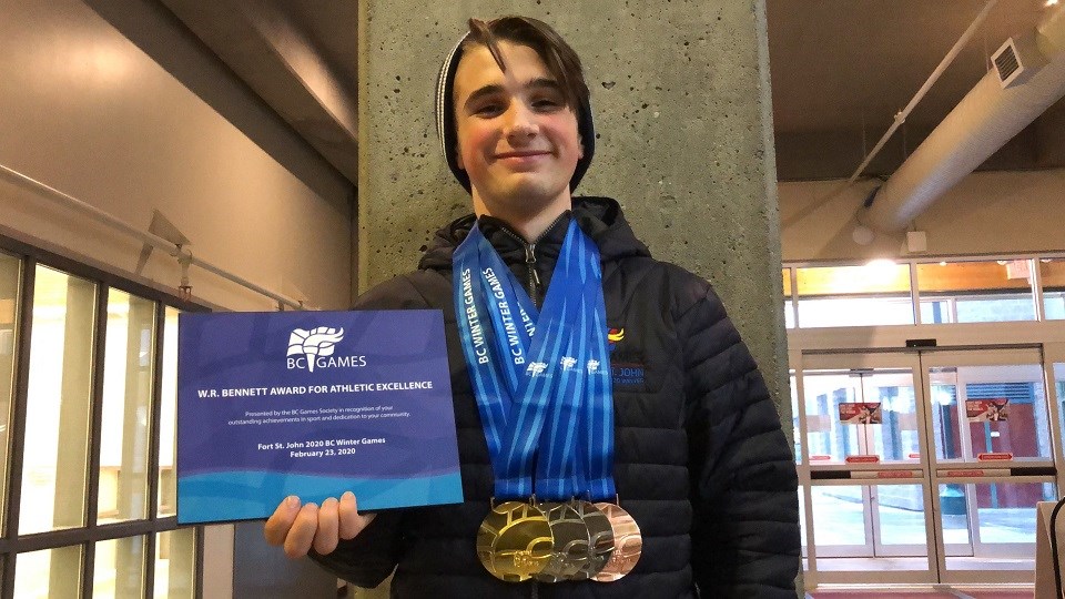 Benjamin Konwicki is a Prince George speedskater who won four medals at the 2020 B.C. Winter Games in Fort St. John. (via Kyle Balzer)