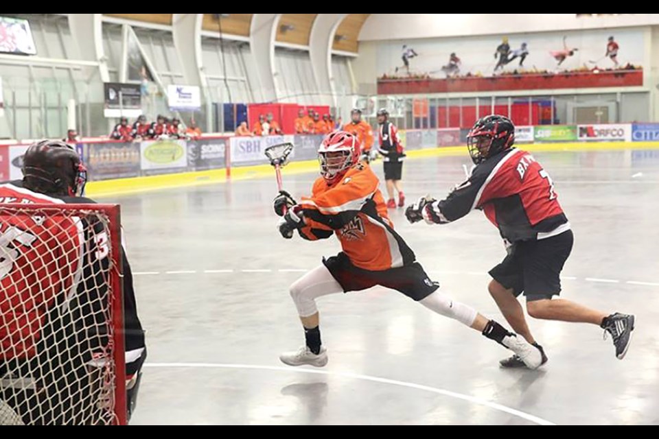 Westwood Pub Devils against the RPR Mechanical/BX Pub Bandits at Kin Centre in Prince George (via Facebook/Prince George Senior Lacrosse)