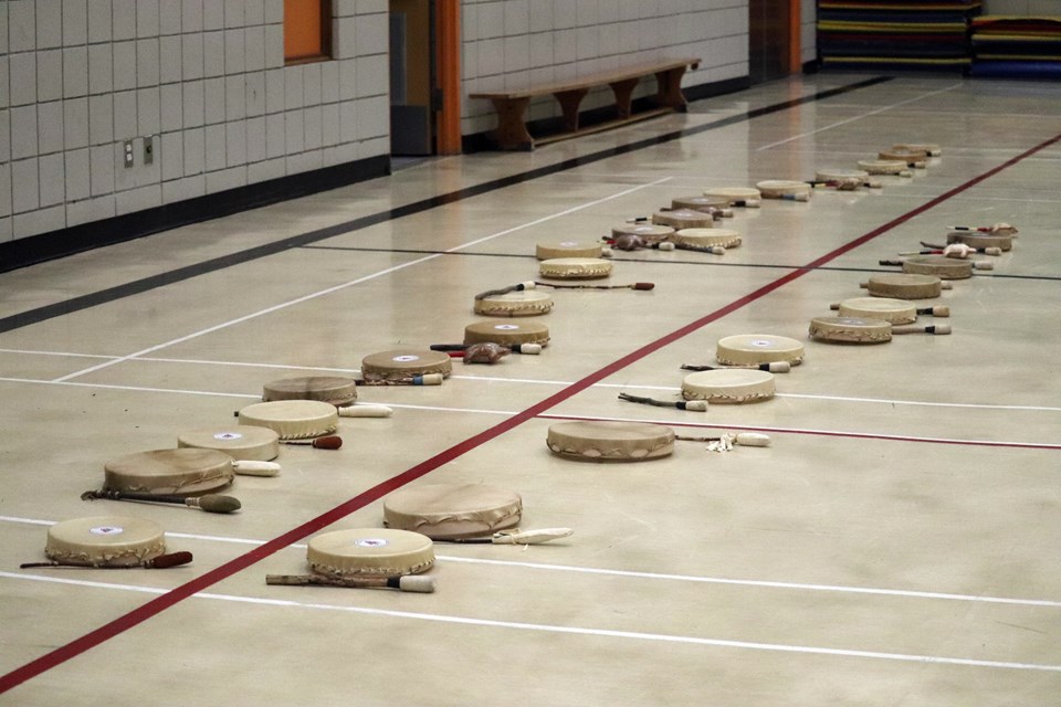 Buckhorn Elementary students showcased the Indigenous drumming and singing they've learned over the last few months at a special performance. (via Hanna Petersen)