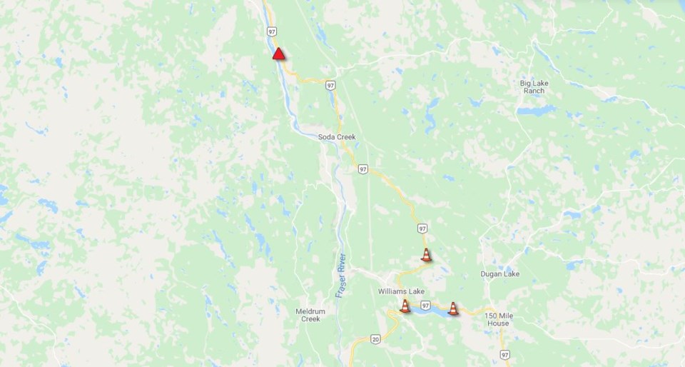 Highway 97 closure McLeese Lake - March 26, 2020