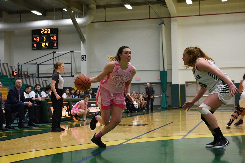 Madison Landry of the UNBC women's basketball team during the 2020 Shoot for the Cure game.