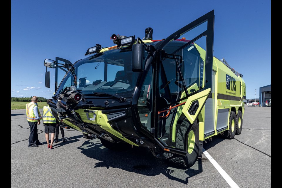 The Prince George Airport Authority has added a new fire truck. It's a Rosenbauer Panther, capable of holding 12,000 gallons of water for its joystick-controlled water turrets.