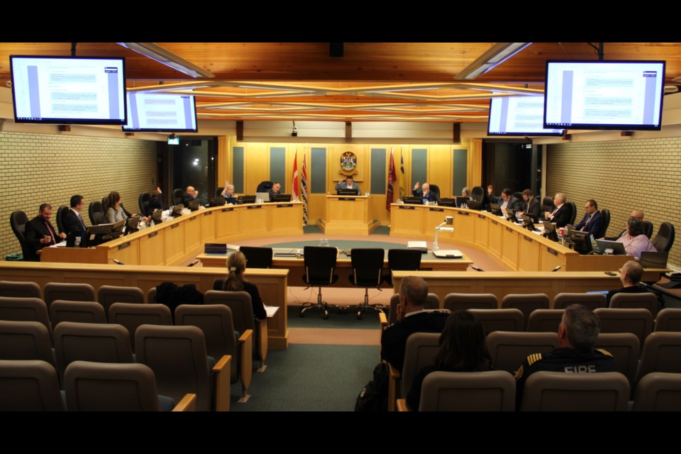 Prince George city council votes on a motion during budget talks in council chambers at city hall on Wednesday, Jan. 22, 2025.