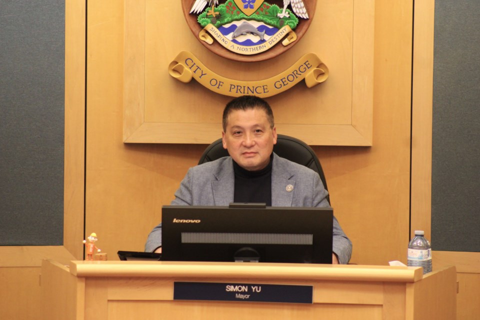 Mayor Simon Yu listens to a presentation during the City of Prince George's budget talks on Jan. 20, 2024.